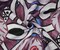 Purple-Blue-Multi Abstract Bird Fruit Pattern Printed Linen Woven Fabric By the Yard